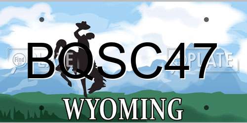BQSC47 Wyoming License Plate