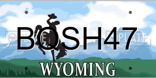 BQSH47 Wyoming License Plate