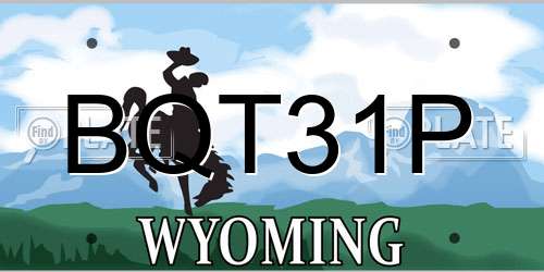 BQT31P Wyoming License Plate