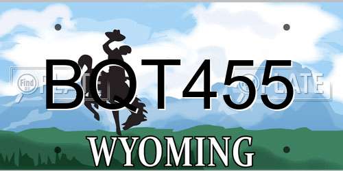 BQT455 Wyoming License Plate