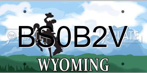 BS0B2V Wyoming License Plate