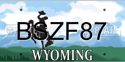 BSZF87 Wyoming License Plate