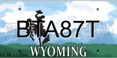 BTA87T Wyoming License Plate