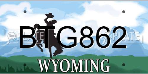 BTG862 Wyoming License Plate