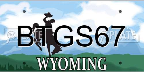 BTGS67 Wyoming License Plate