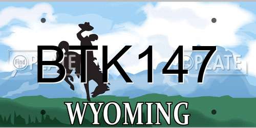 BTK147 Wyoming License Plate