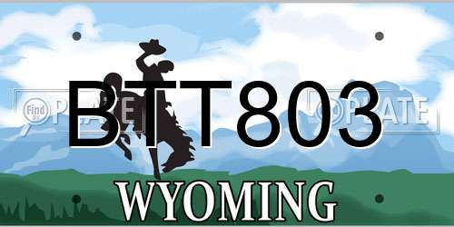 BTT803 Wyoming License Plate