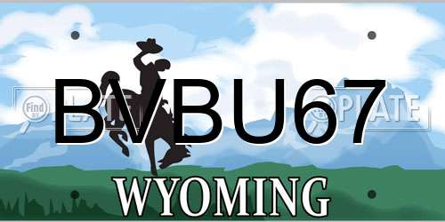 BVBU67 Wyoming License Plate