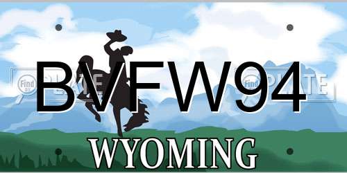BVFW94 Wyoming License Plate