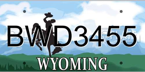 BWD3455 Wyoming License Plate