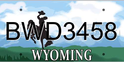 BWD3458 Wyoming License Plate