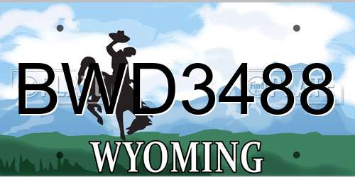 BWD3488 Wyoming License Plate