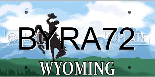 BYRA72 Wyoming License Plate