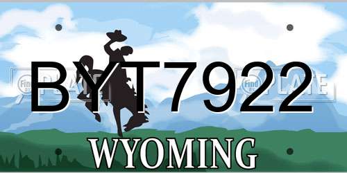 BYT7922 Wyoming License Plate