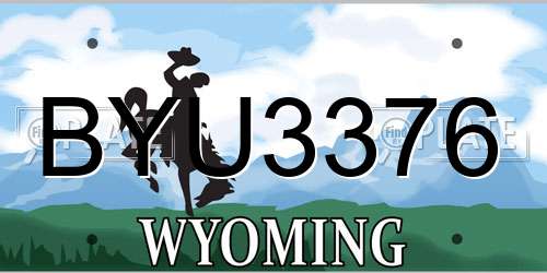 BYU3376 Wyoming License Plate