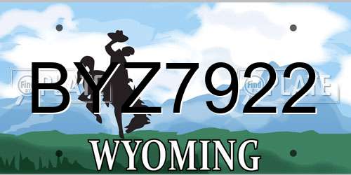 BYZ7922 Wyoming License Plate