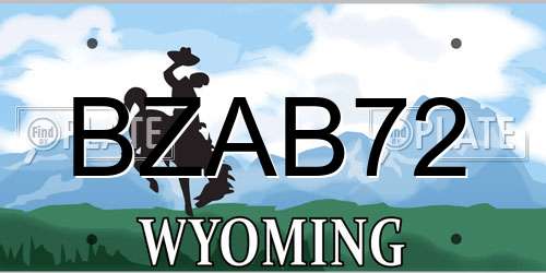 BZAB72 Wyoming License Plate