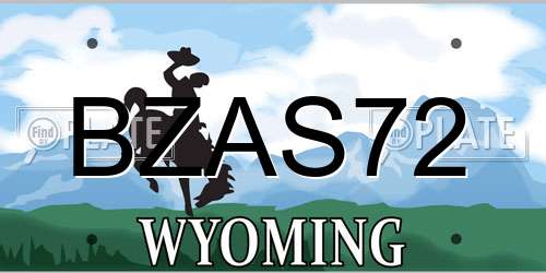 BZAS72 Wyoming License Plate