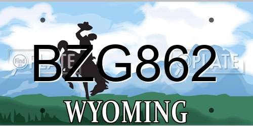 BZG862 Wyoming License Plate