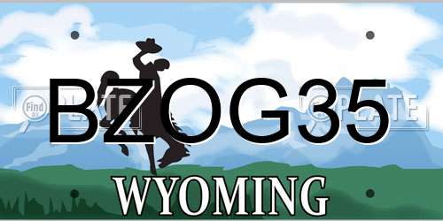 BZOG35 Wyoming License Plate