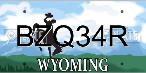 BZQ34R Wyoming License Plate
