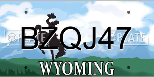 BZQJ47 Wyoming License Plate