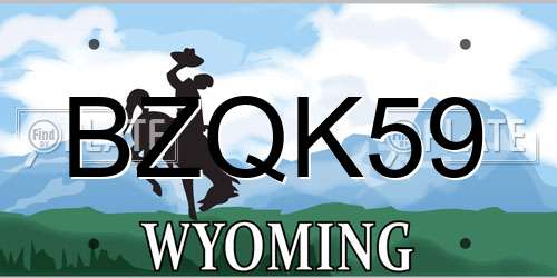 BZQK59 Wyoming License Plate