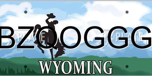 BZQOGGG Wyoming License Plate