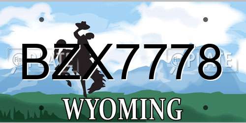 BZX7778 Wyoming License Plate