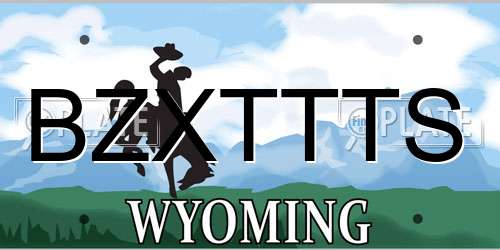 BZXTTTS Wyoming License Plate