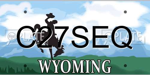 C27SEQ Wyoming License Plate