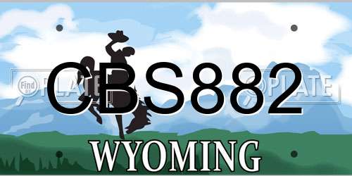 CBS882 Wyoming License Plate
