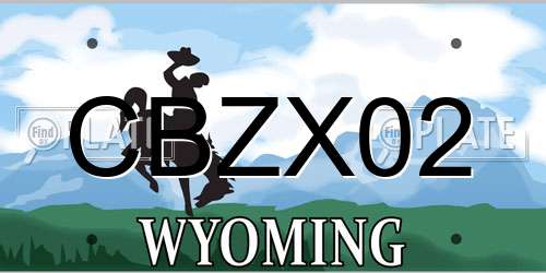 CBZX02 Wyoming License Plate