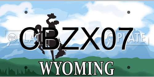 CBZX07 Wyoming License Plate