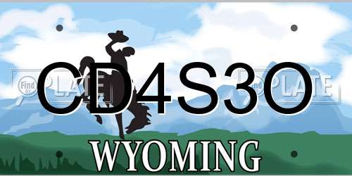 CD4S3O Wyoming License Plate