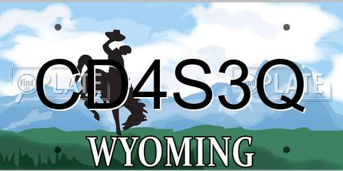 CD4S3Q Wyoming License Plate