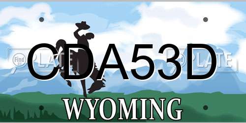 CDA53D Wyoming License Plate