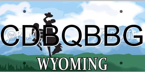 CDBQBBG Wyoming License Plate