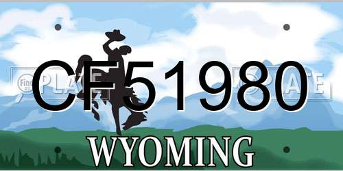 CF51980 Wyoming License Plate