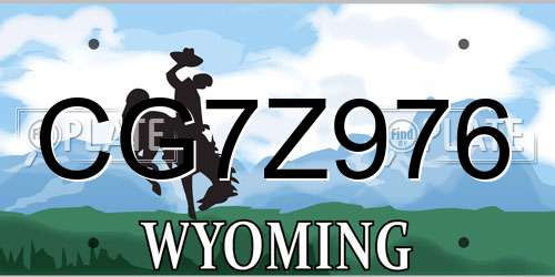 CG7Z976 Wyoming License Plate