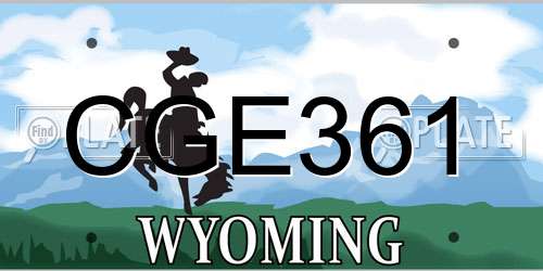 CGE361 Wyoming License Plate