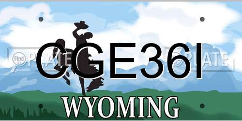 CGE36I Wyoming License Plate