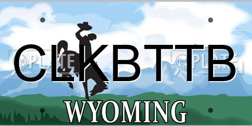 CLKBTTB Wyoming License Plate