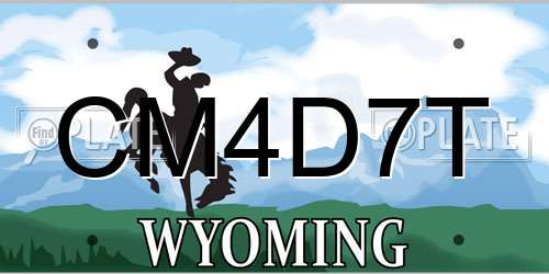 CM4D7T Wyoming License Plate