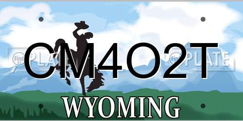 CM4O2T Wyoming License Plate
