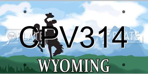CPV314 Wyoming License Plate