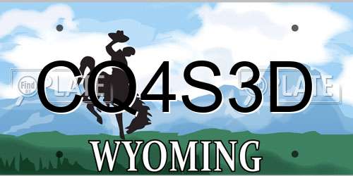 CQ4S3D Wyoming License Plate