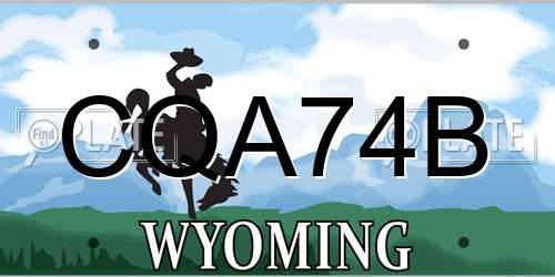 CQA74B Wyoming License Plate