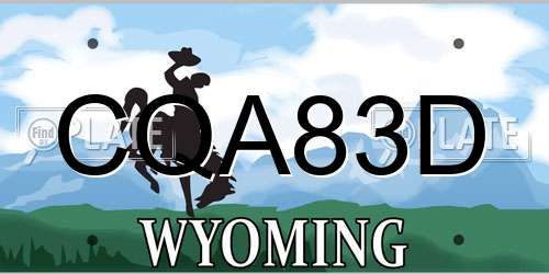 CQA83D Wyoming License Plate