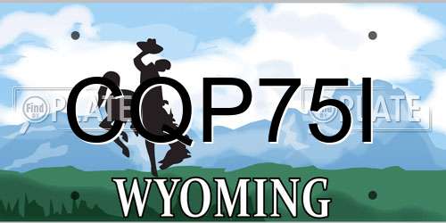 CQP75I Wyoming License Plate